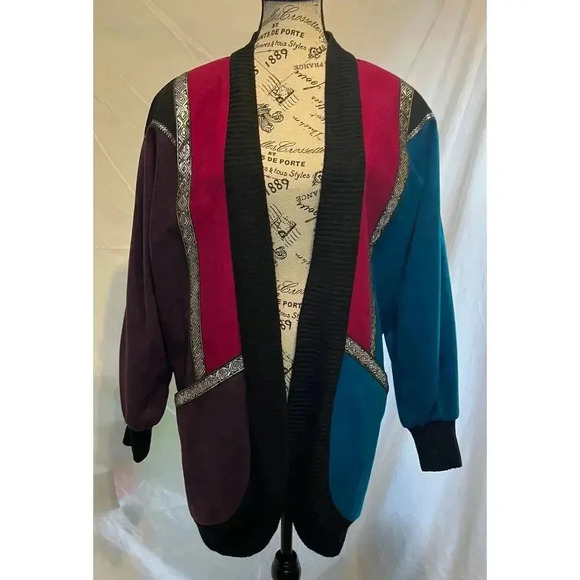 Sara of winnesboro Texas Jackets & Blazers - Vintage Sara Winnsboro Texas Colorblock Retro Cardigan Jacket Sz. Med